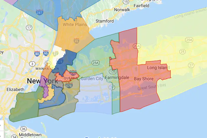 A closeup of downstate New York's new Congressional maps